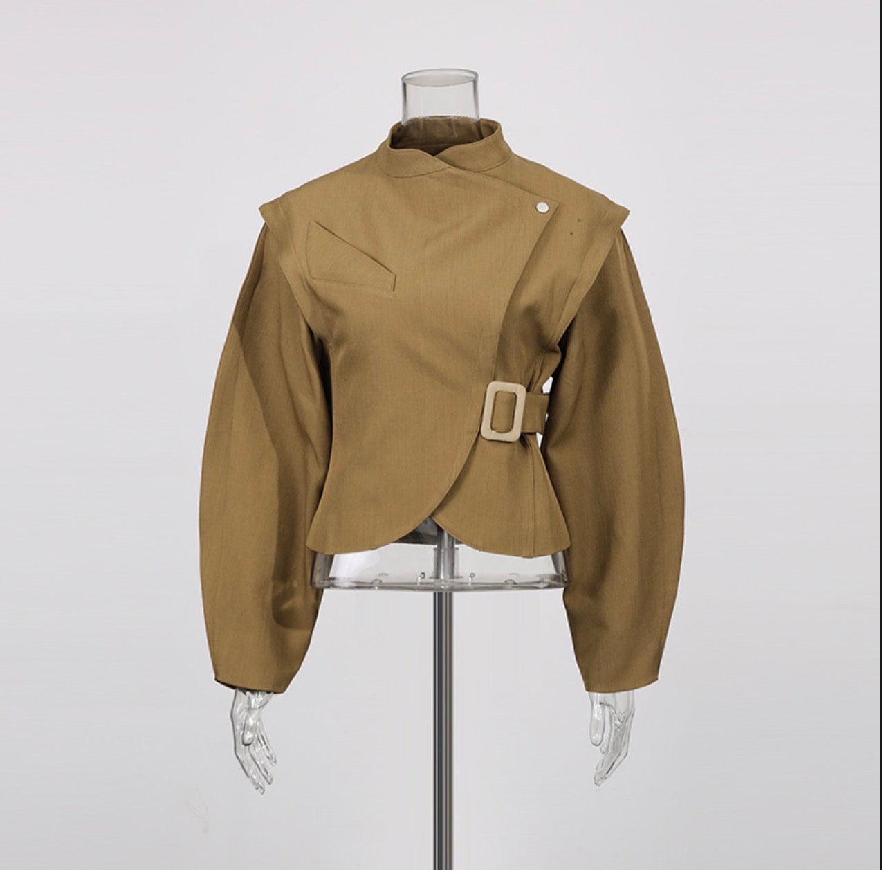 Khaki Waist-Cinching Jacket