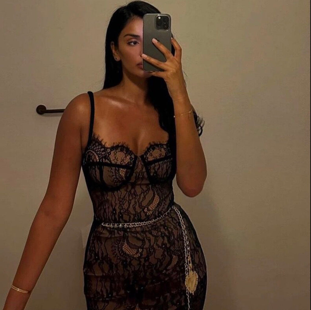 Lace Long Skirt Off-Shoulder Slim Dress
