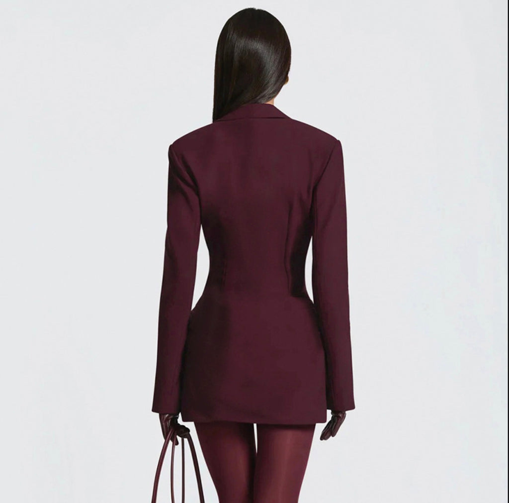V Neck Waist Slim Suit Dress