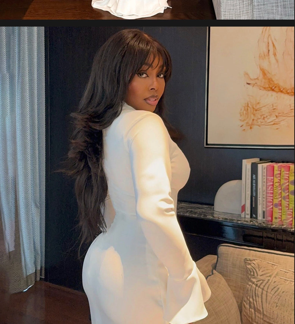 High collar long sleeve dress