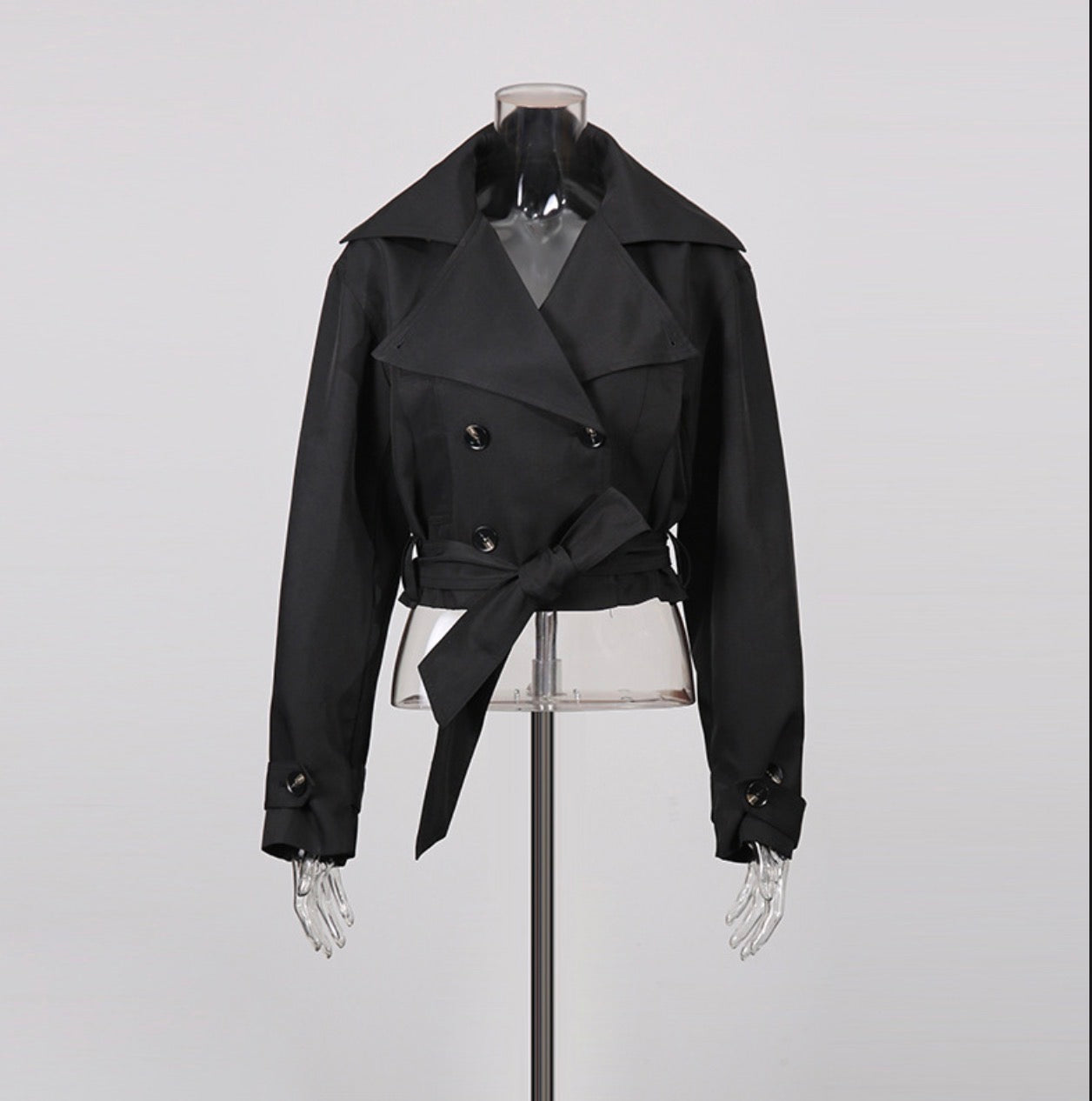 Black Short Waist-Cinching Jacket