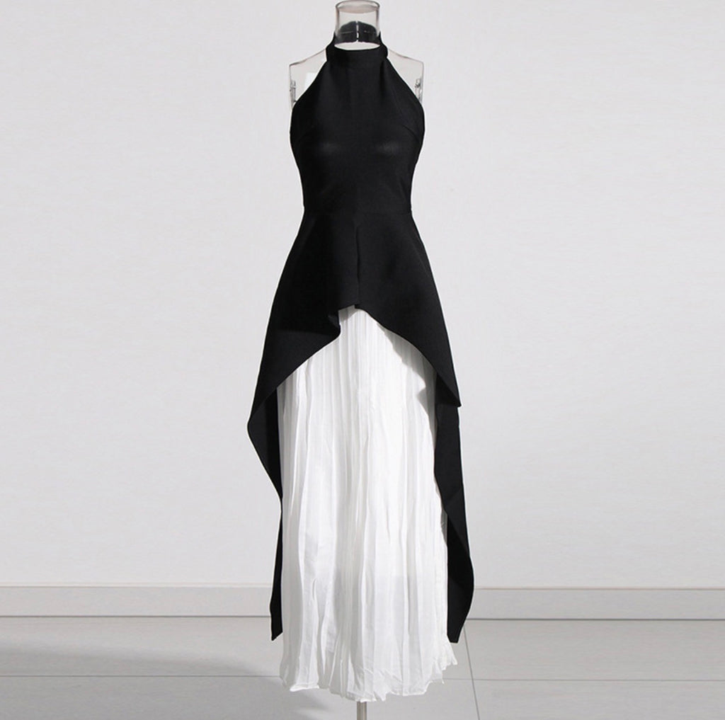 Backless Sleeveless Top High-Waisted Skirt
