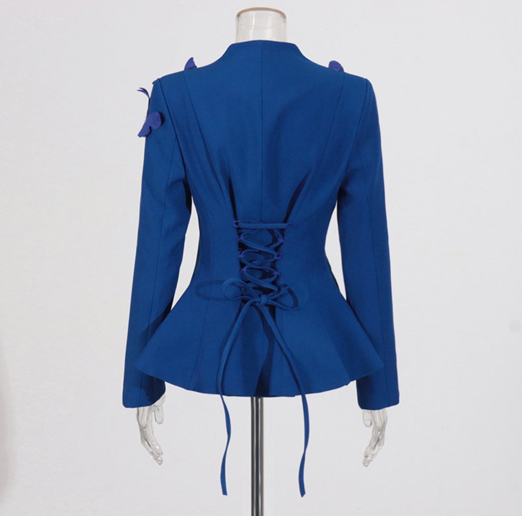 V-Neck Butterfly Suit High-Waisted Pleated Skirt