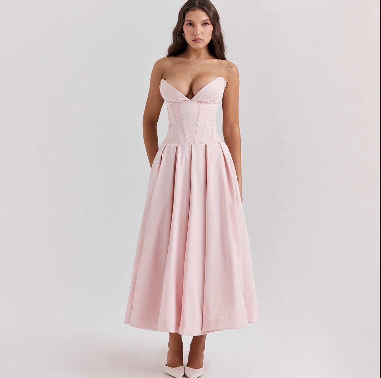 Long Skirt Strapless Skirt V Pointed Dress