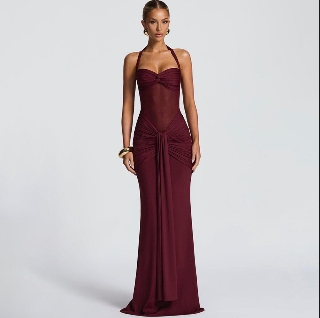 Ribbon Splicing Long Skirt Slim