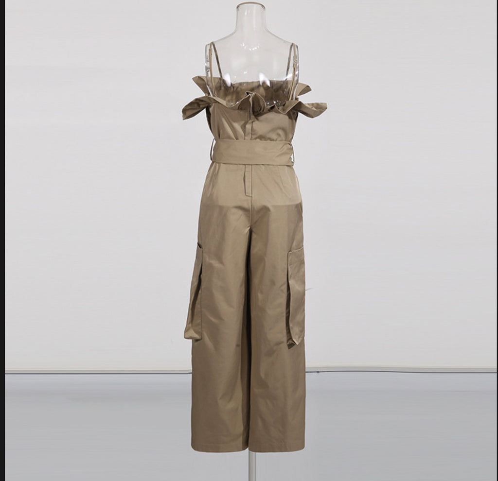 Strapless Khaki Jumpsuit