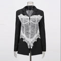Lace Patchwork Corset Waist Blazer