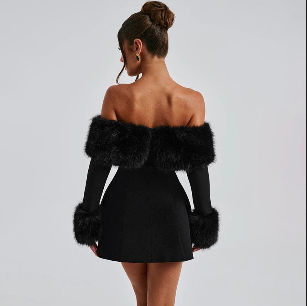 Collar stitching shoulder design dress