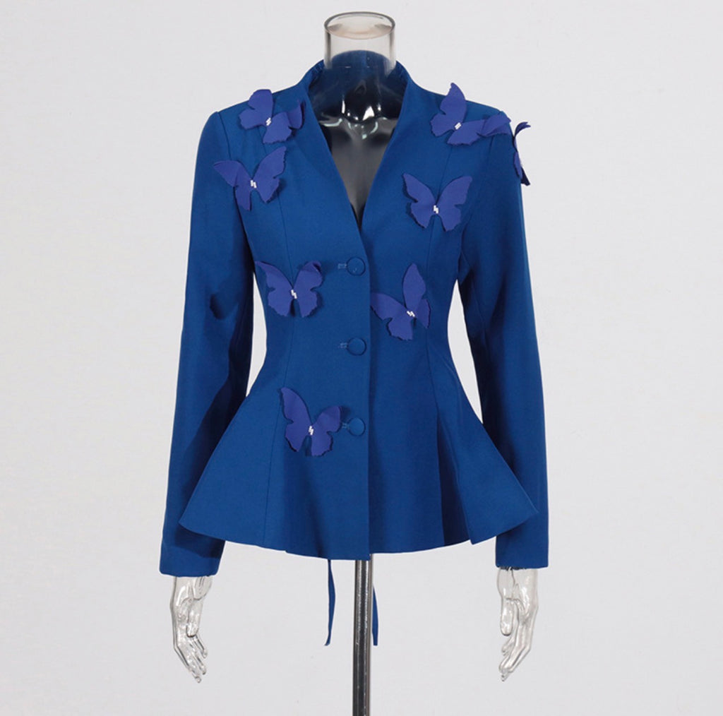 V-Neck Butterfly Suit High-Waisted Pleated Skirt