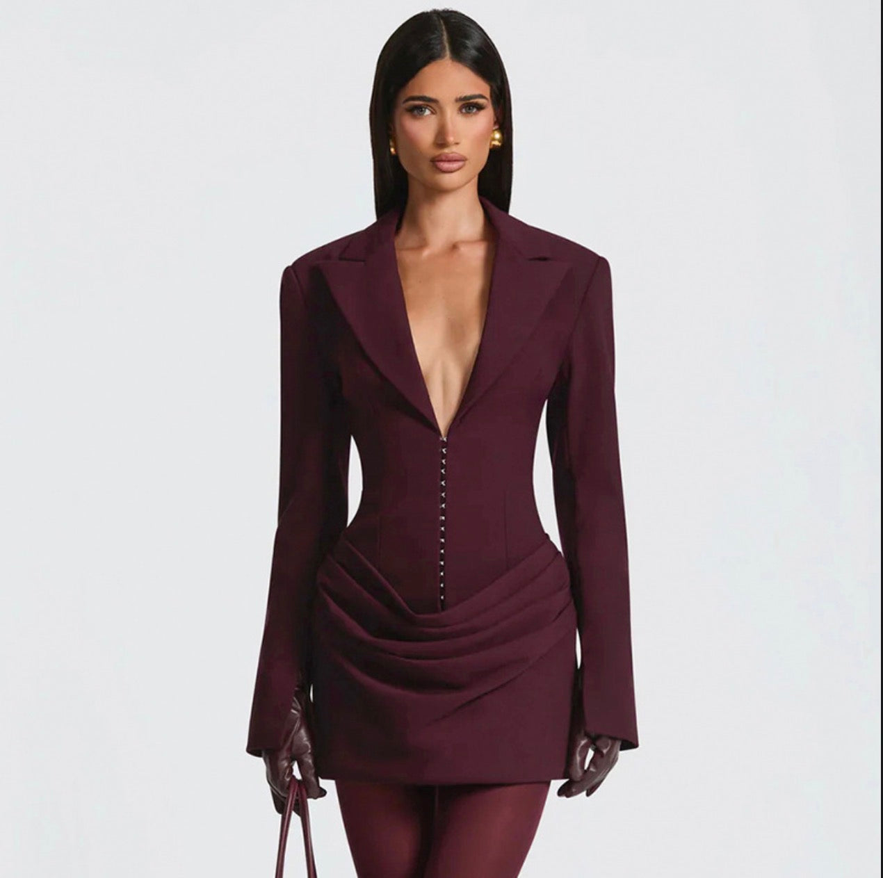 V Neck Waist Slim Suit Dress