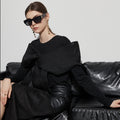 Long-Sleeved Patchwork Large Bow