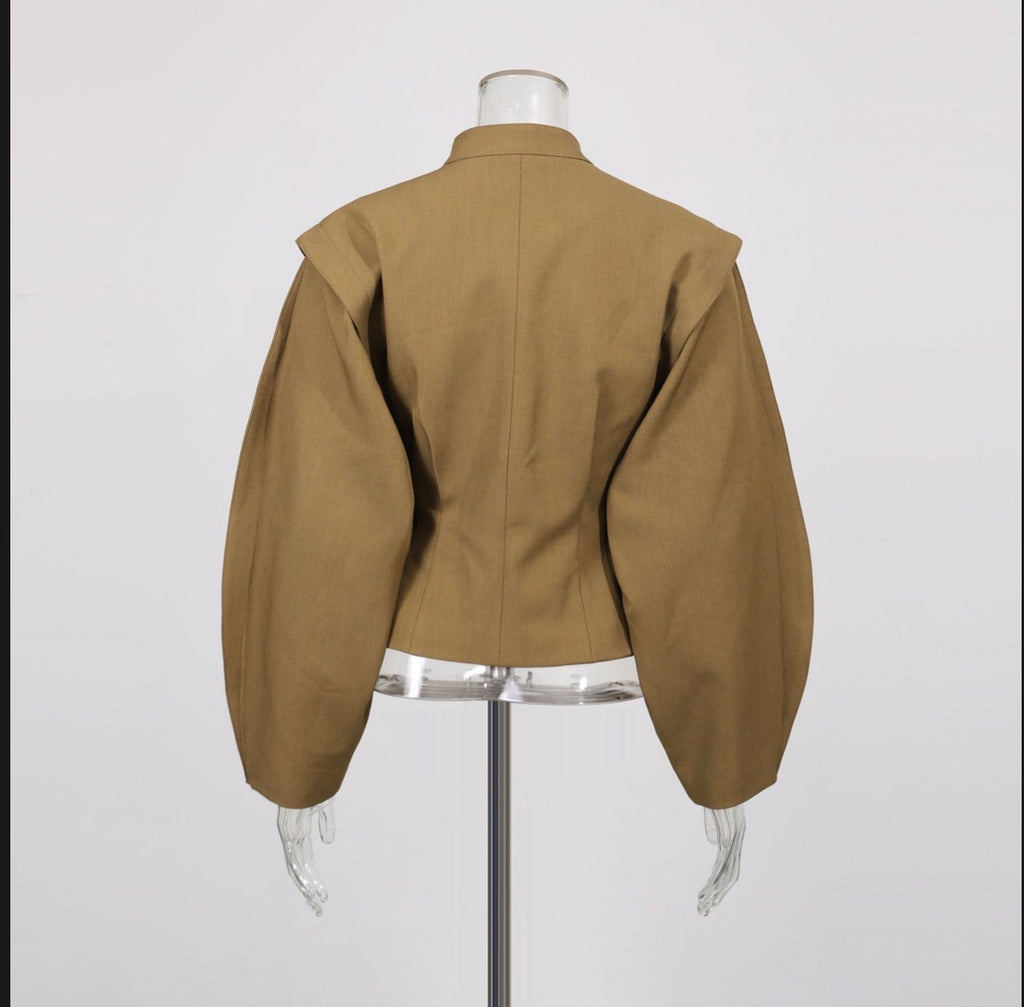 Khaki Waist-Cinching Jacket