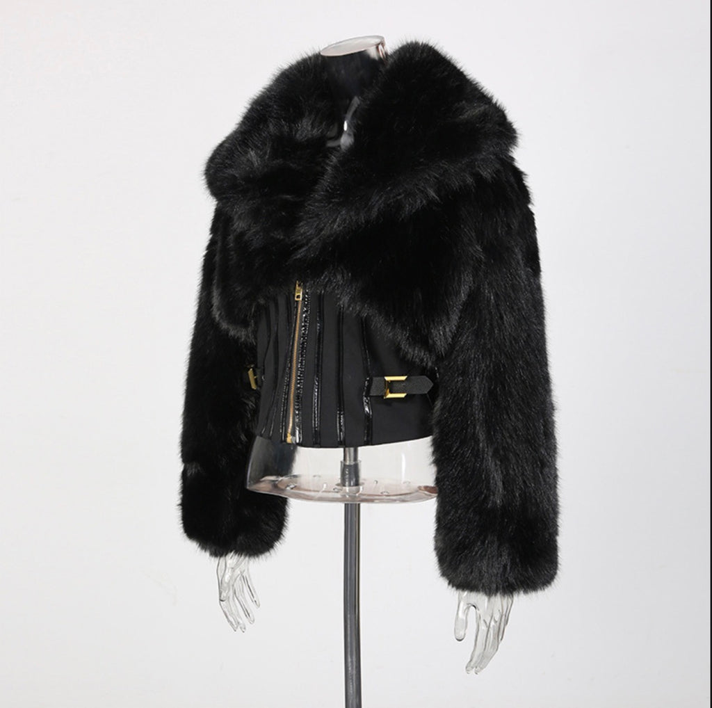 Black Plush Short Coat