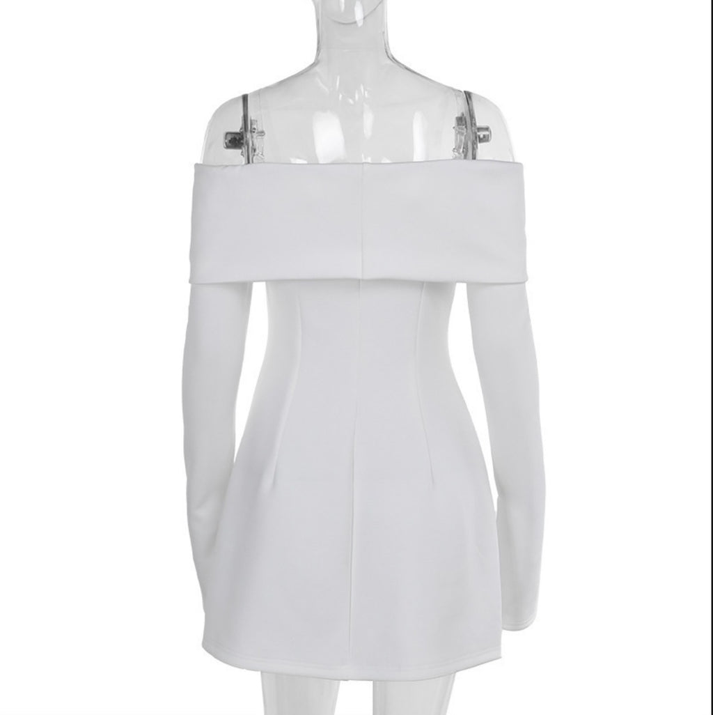Off-shoulder tube long sleeve dress