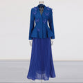 V-Neck Butterfly Suit High-Waisted Pleated Skirt