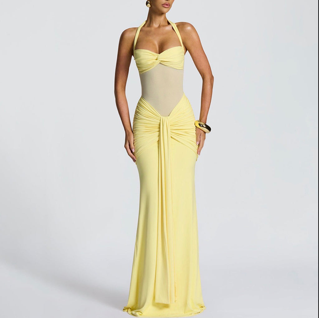 Ribbon Splicing Long Skirt Slim