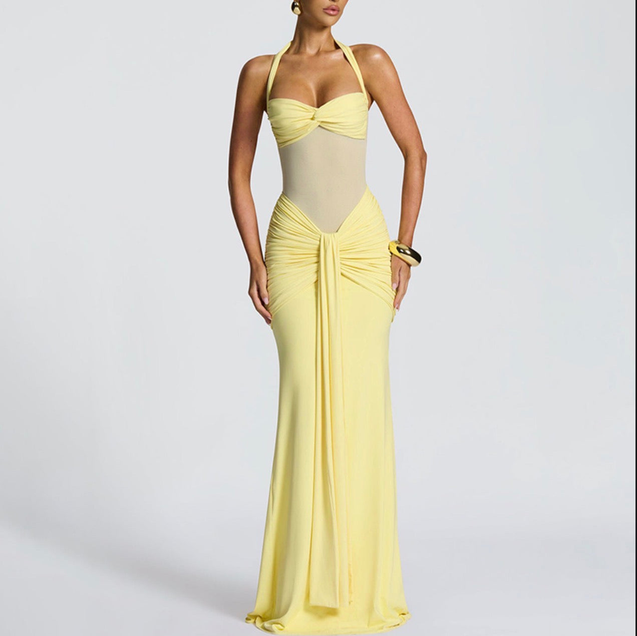 Ribbon Splicing Long Skirt Slim