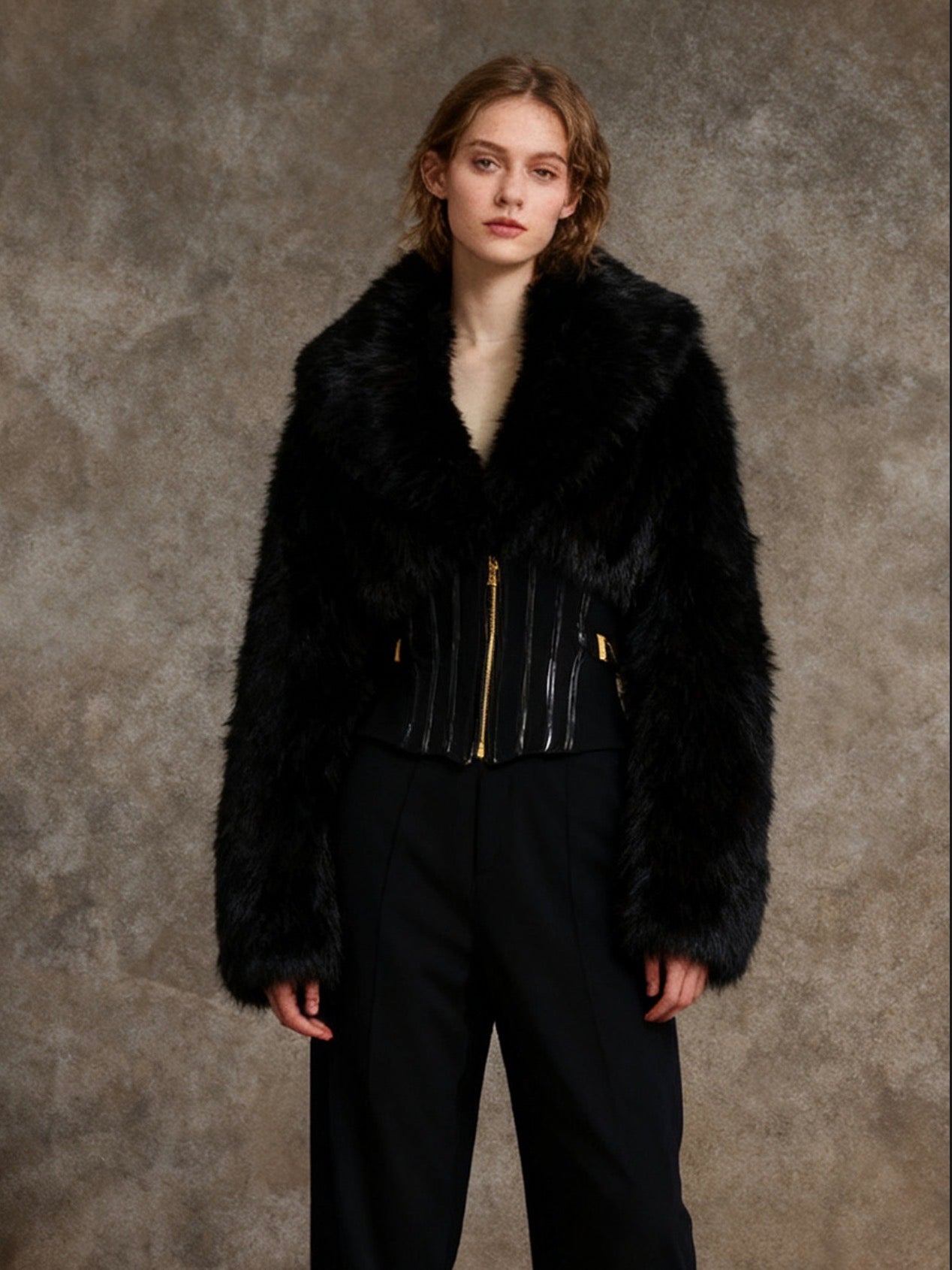 Black Plush Short Coat