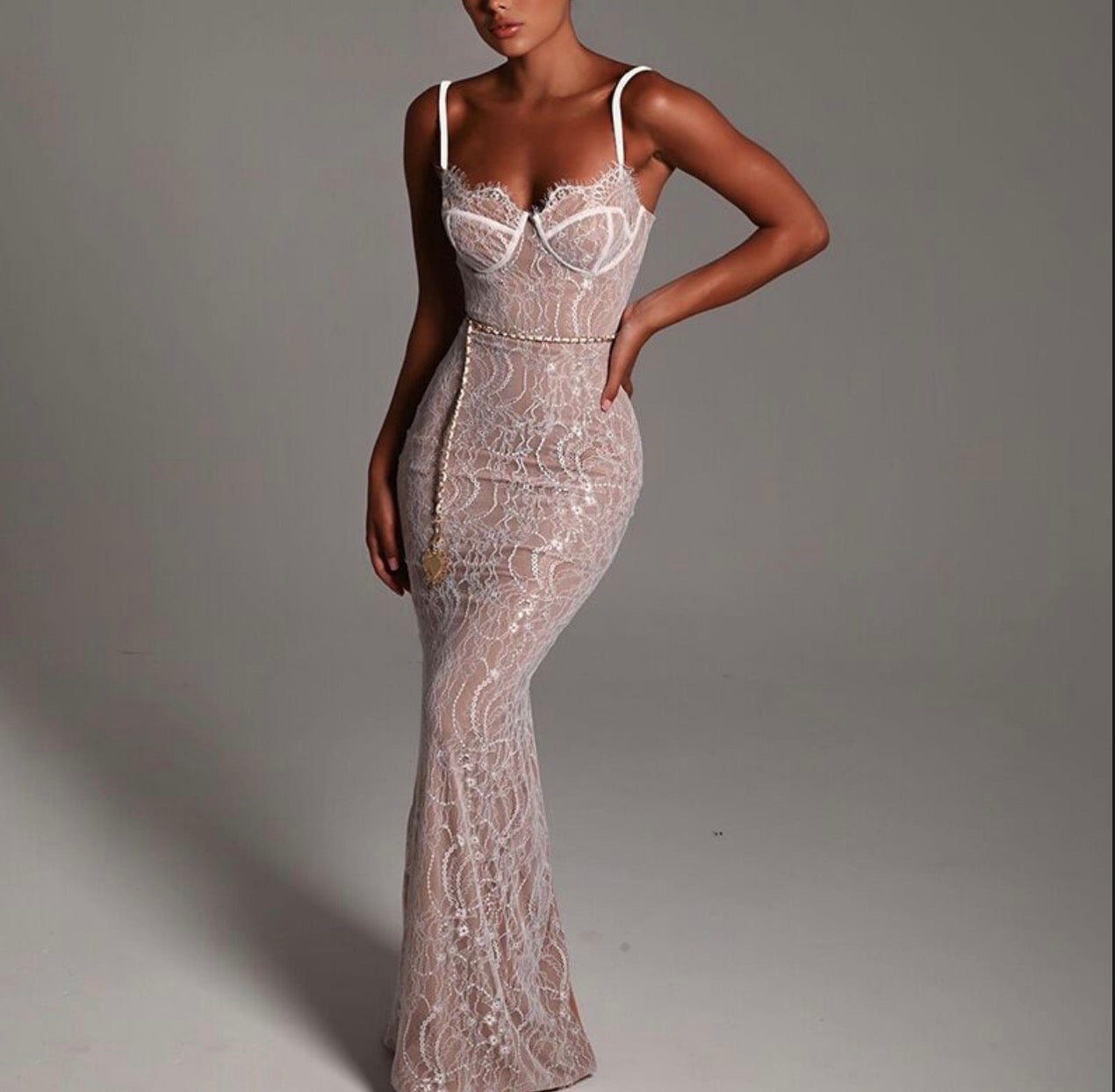 Lace Long Skirt Off-Shoulder Slim Dress