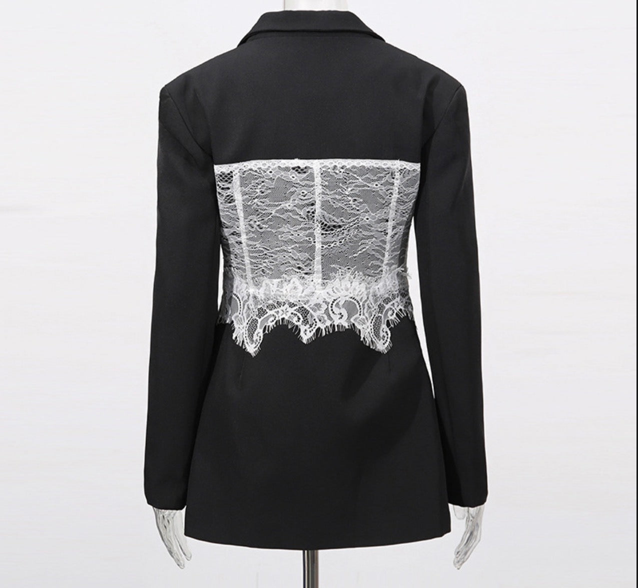 Lace Patchwork Corset Waist Blazer