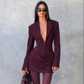 V Neck Waist Slim Suit Dress