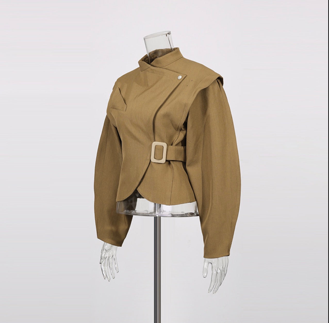 Khaki Waist-Cinching Jacket