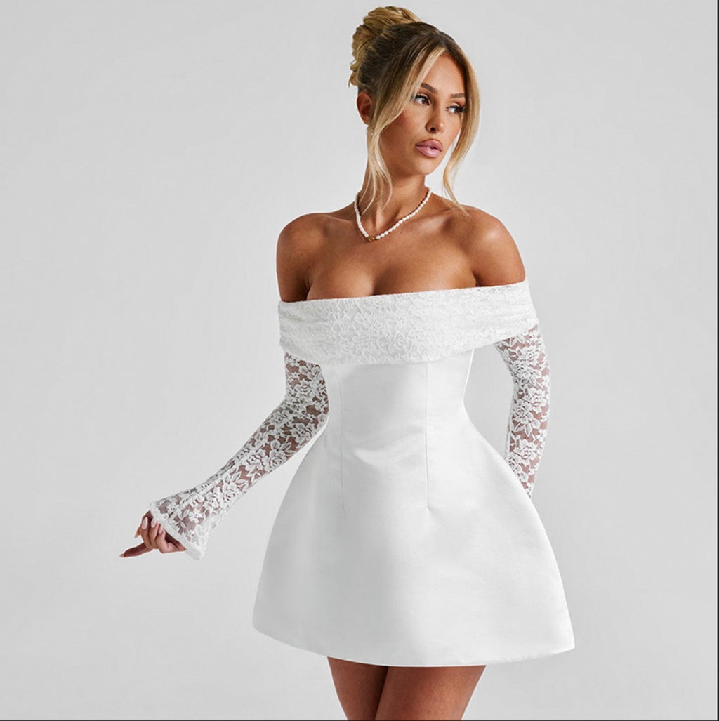Off-shoulder long sleeve dress