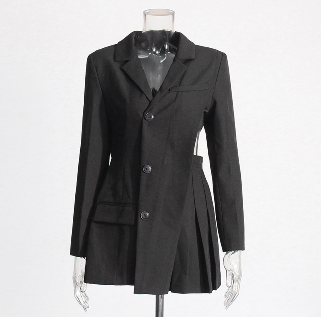 Waist Hollow-Out Patchwork Blazer