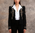 Beaded Embroidered Black Short Blazer