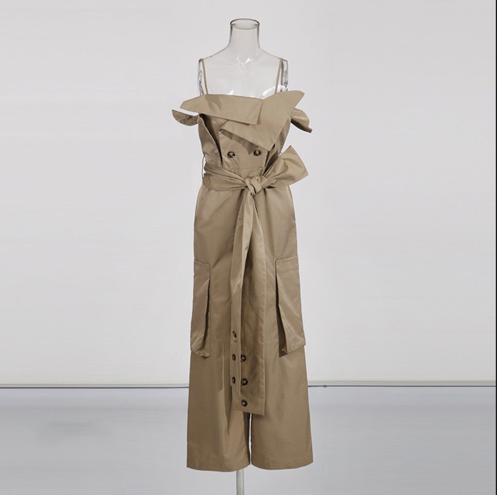Strapless Khaki Jumpsuit