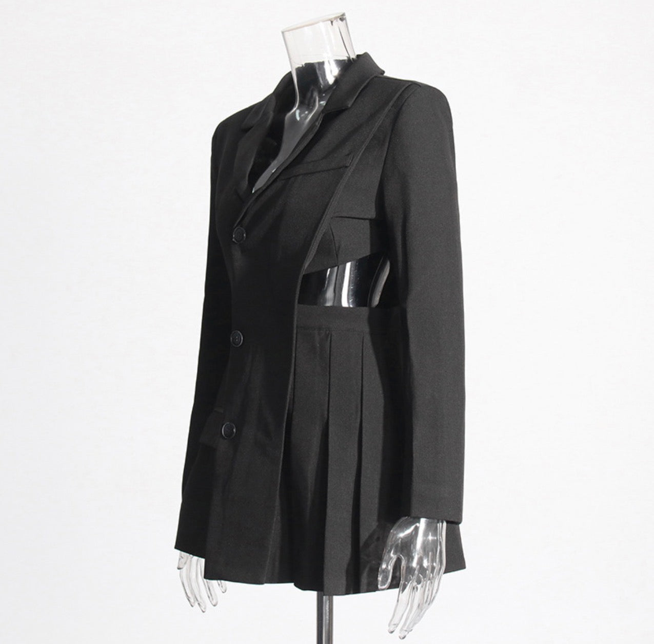 Waist Hollow-Out Patchwork Blazer