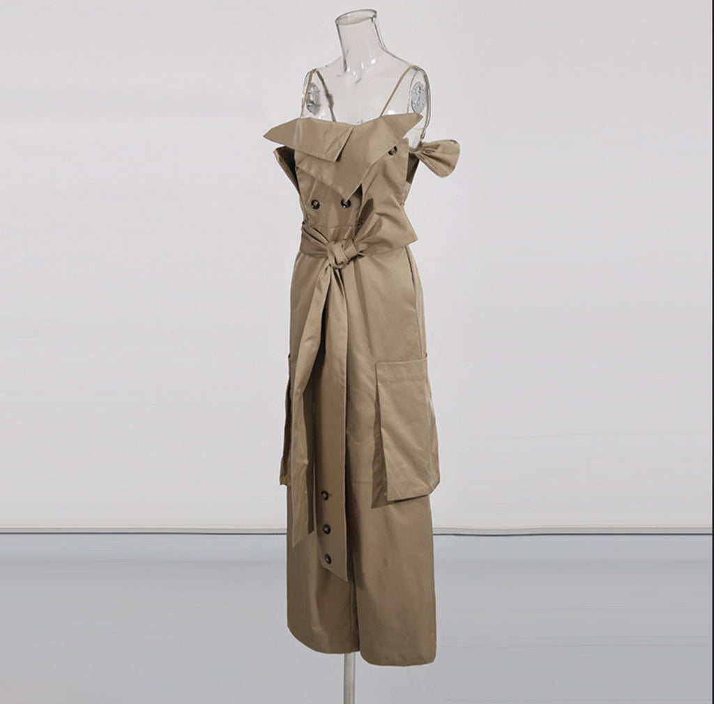 Strapless Khaki Jumpsuit