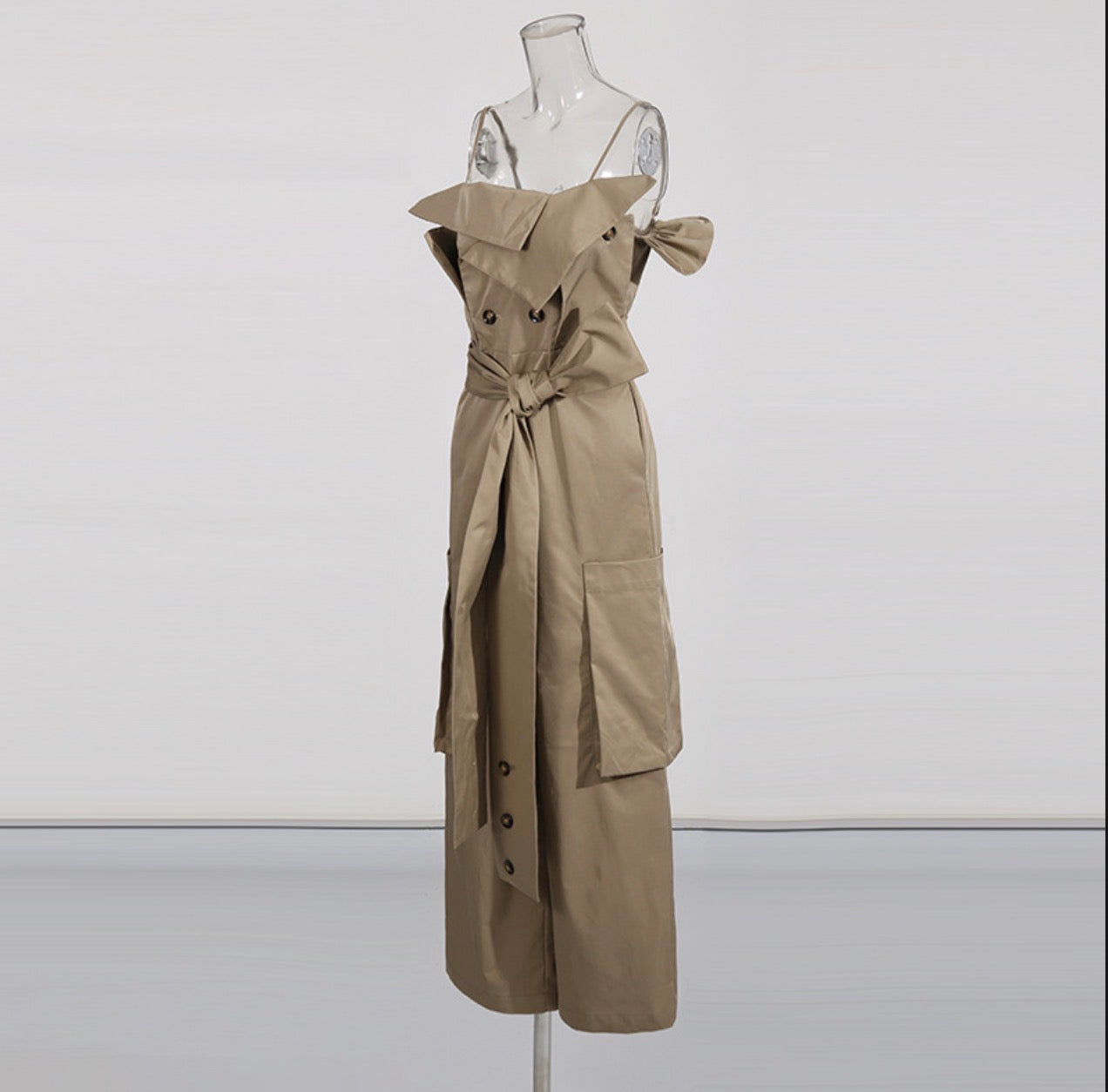 Strapless Khaki Jumpsuit
