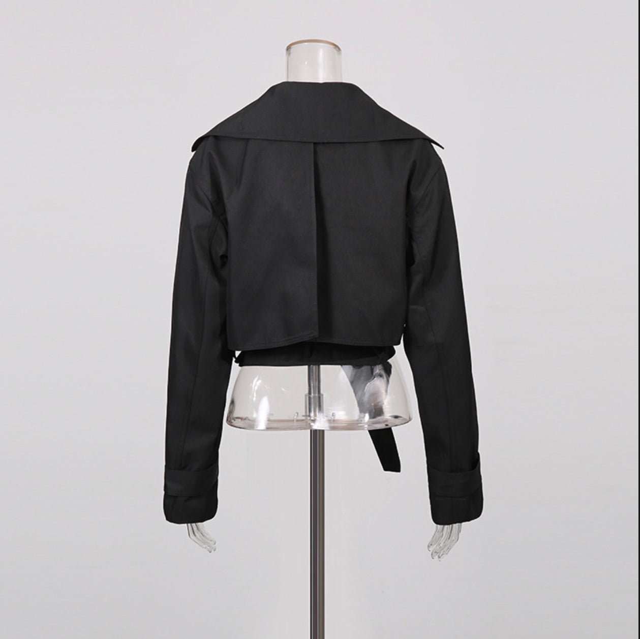 Black Short Waist-Cinching Jacket