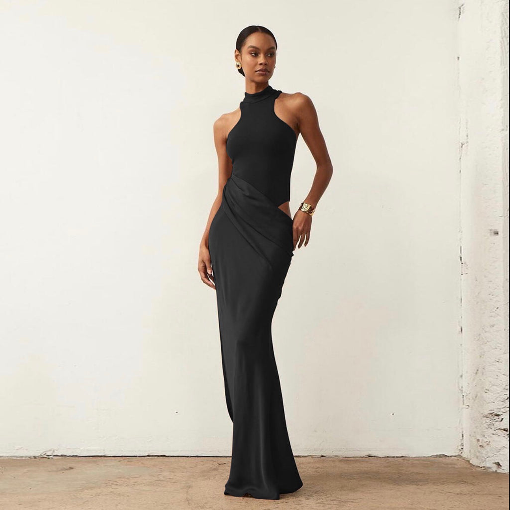 Round neck sleeveless slim stitching dress