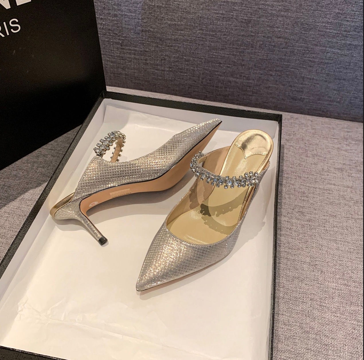 High-Heeled Silver Mermaid Rhinestone