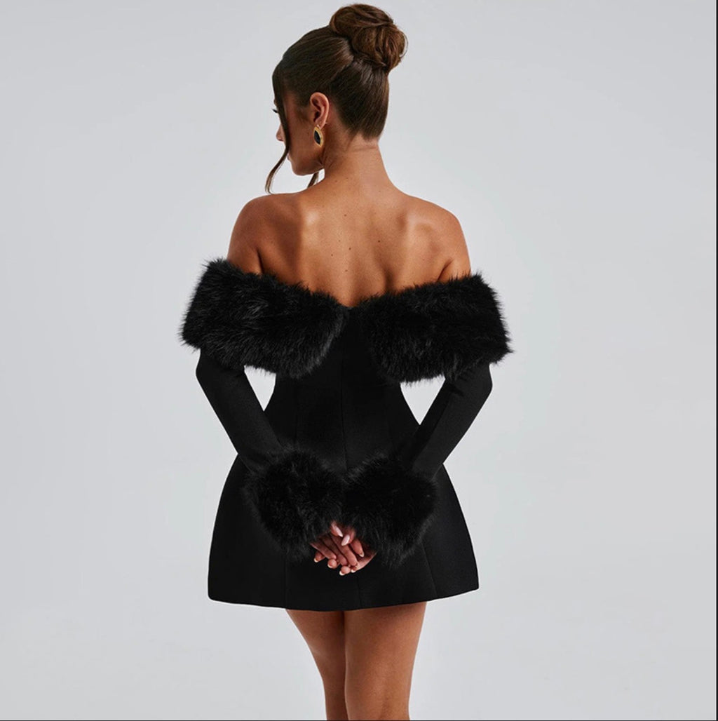 Collar stitching shoulder design dress