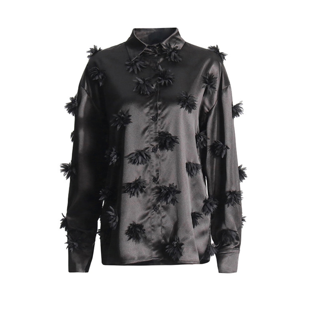 Three-Dimensional Flower Stitching Shirt