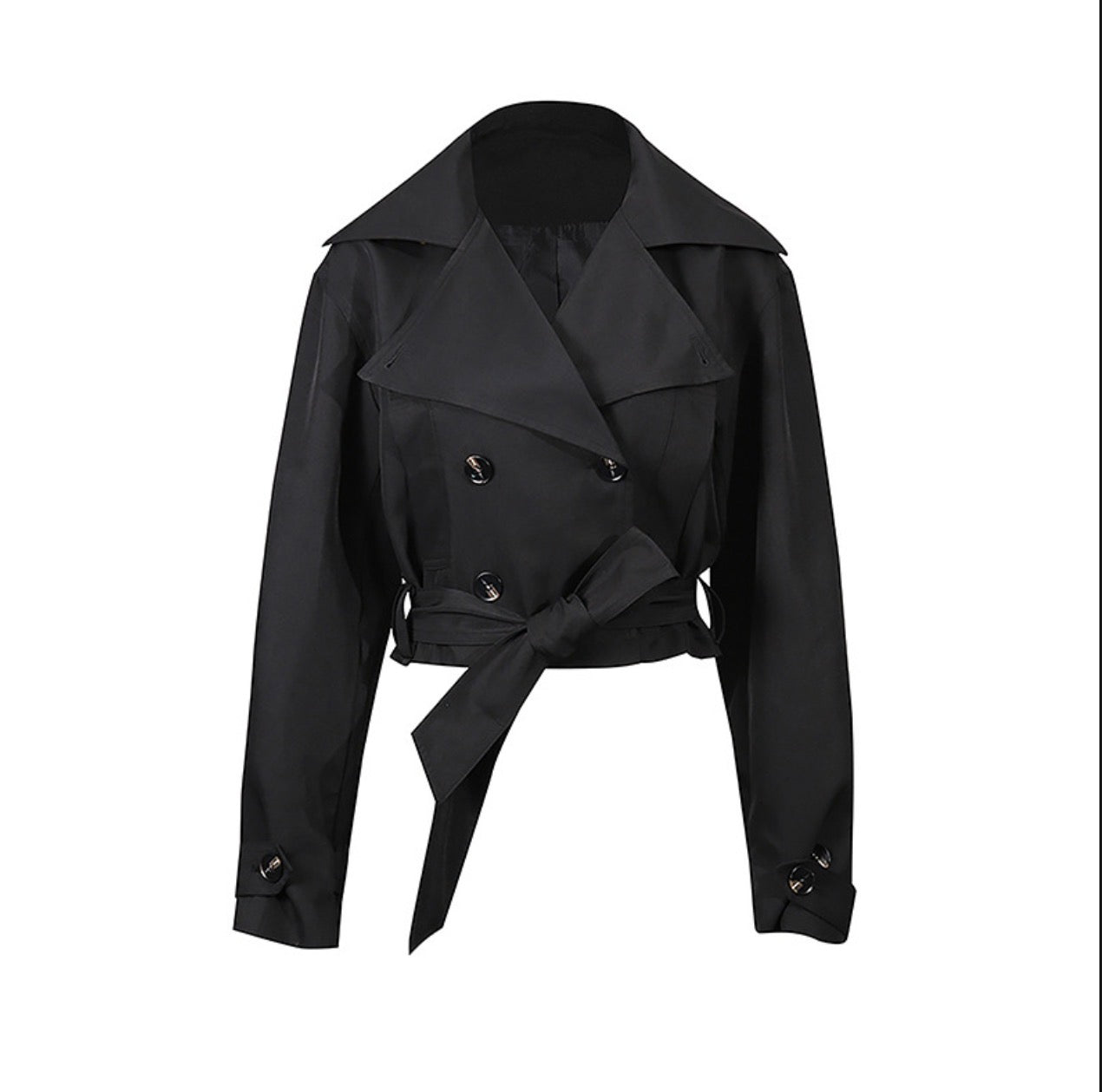 Black Short Waist-Cinching Jacket