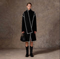 Black Contrast Zigzag Edge Coat