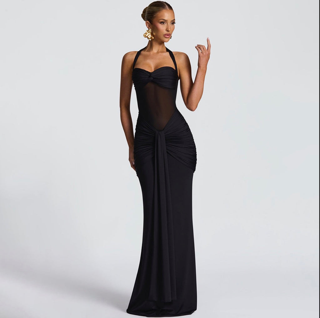 Ribbon Splicing Long Skirt Slim