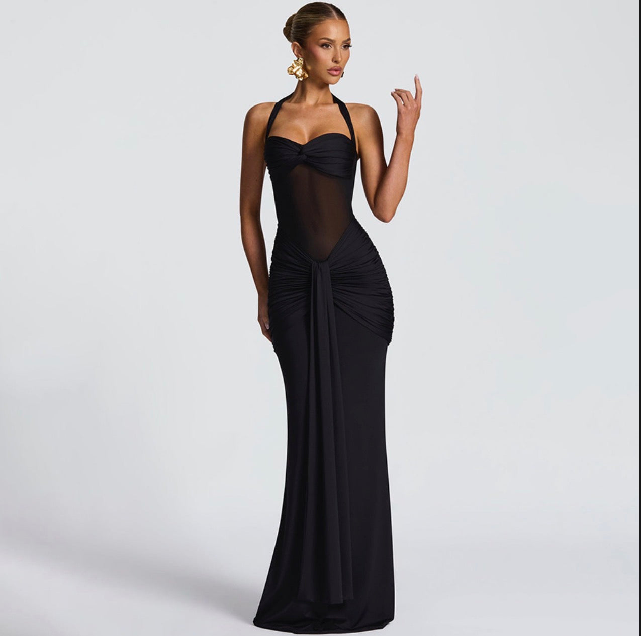 Ribbon Splicing Long Skirt Slim