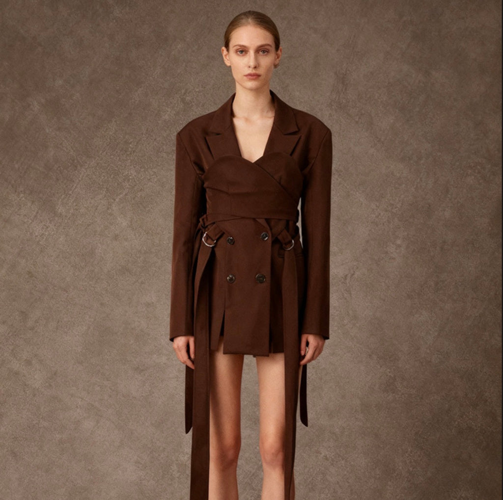 Metal Ring Buckle Waist Jacket