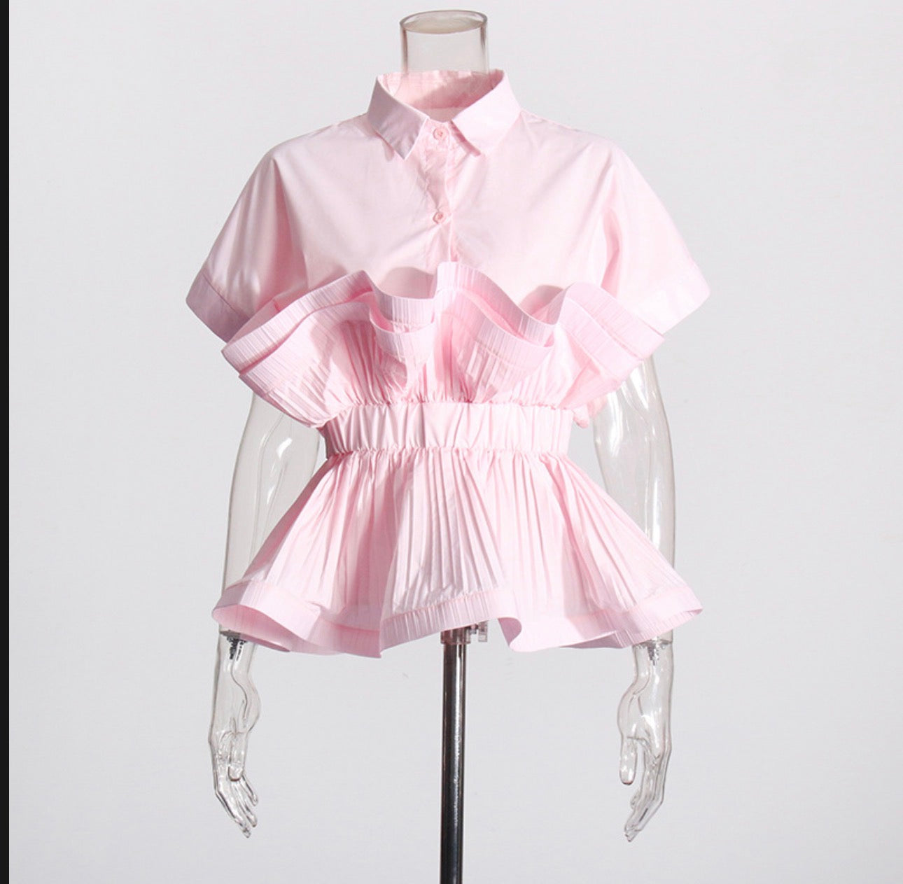 Short Sleeved Ruffled Short Shirt