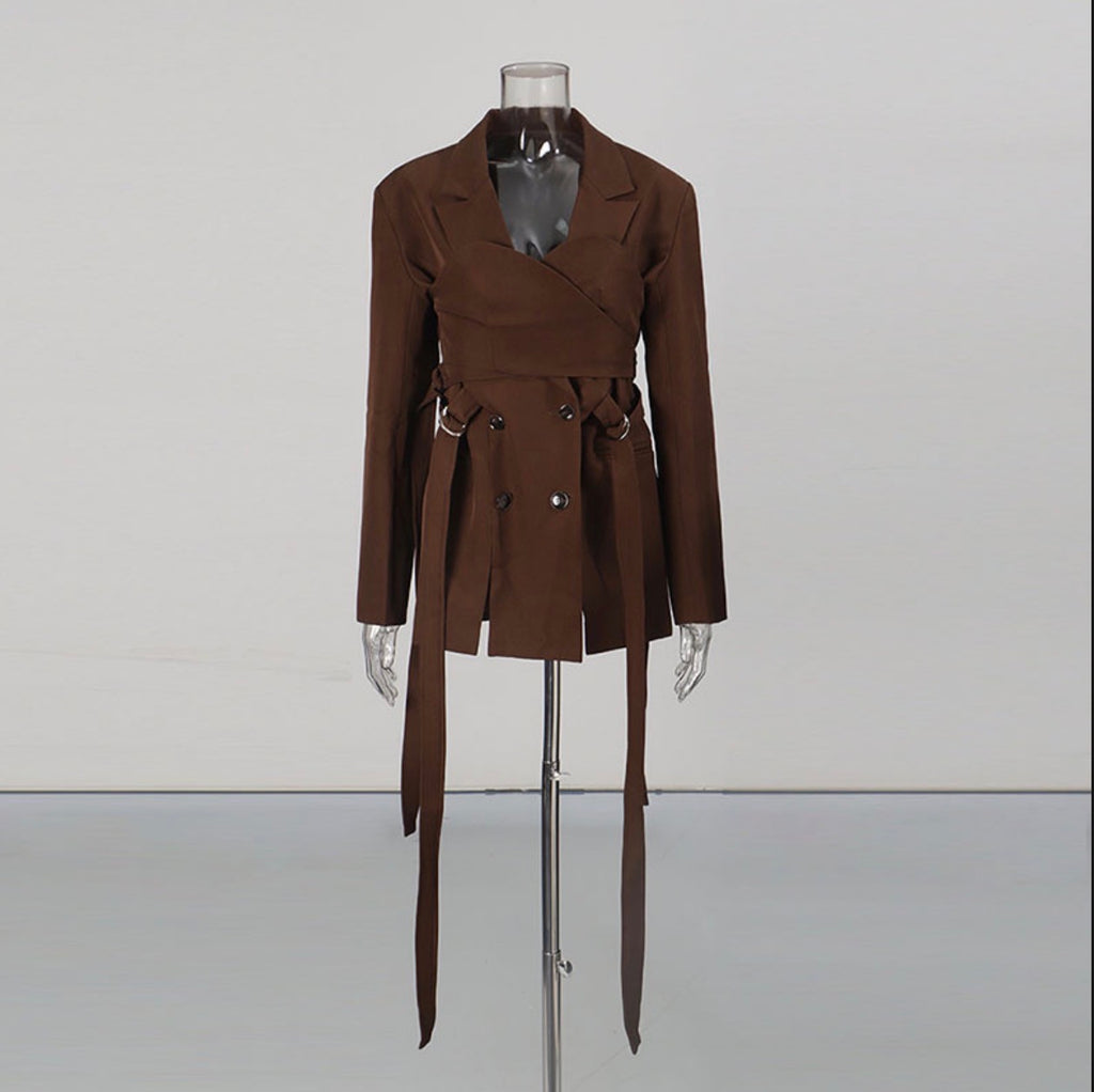 Metal Ring Buckle Waist Jacket