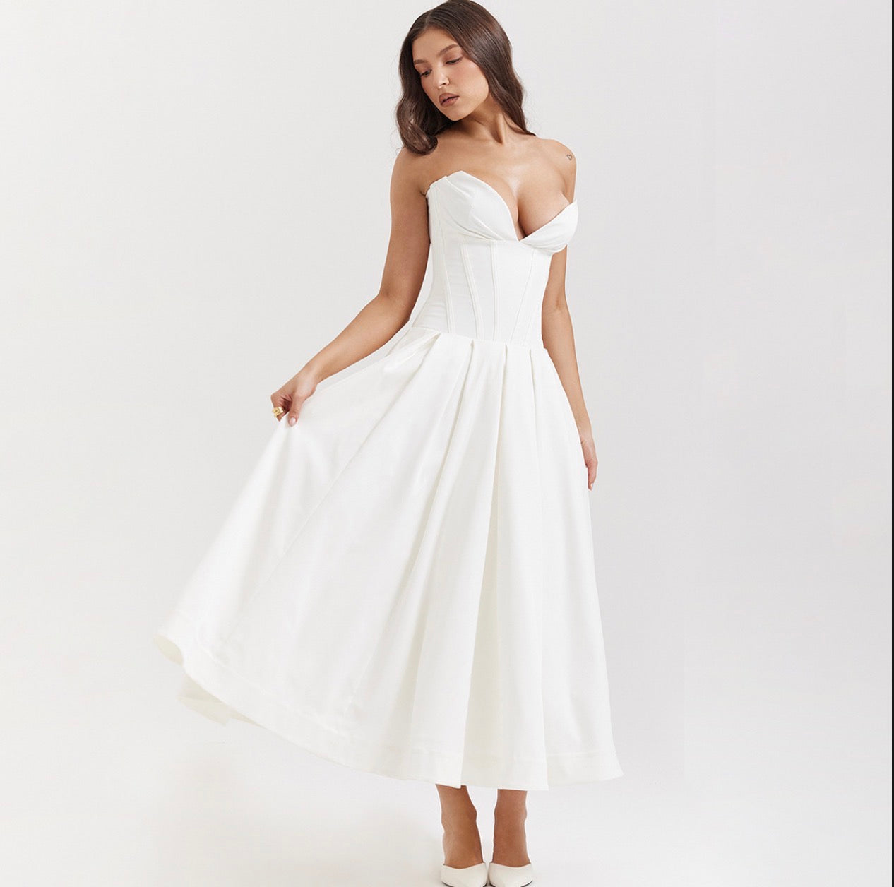 Long Skirt Strapless Skirt V Pointed Dress