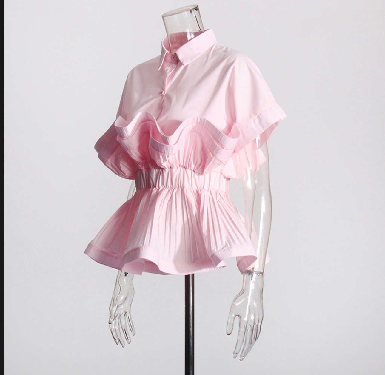 Short Sleeved Ruffled Short Shirt