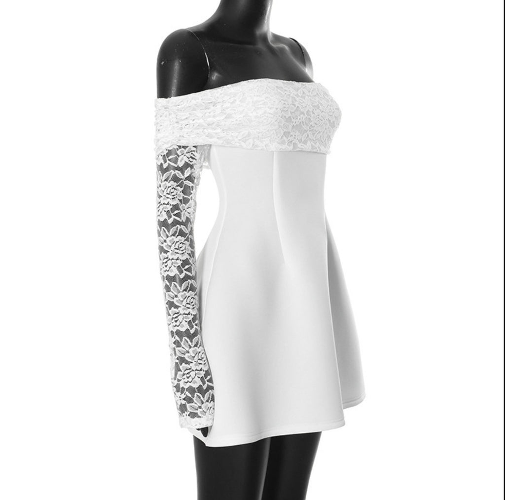Off-shoulder long sleeve dress