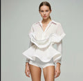 Short Sleeved Ruffled Short Shirt