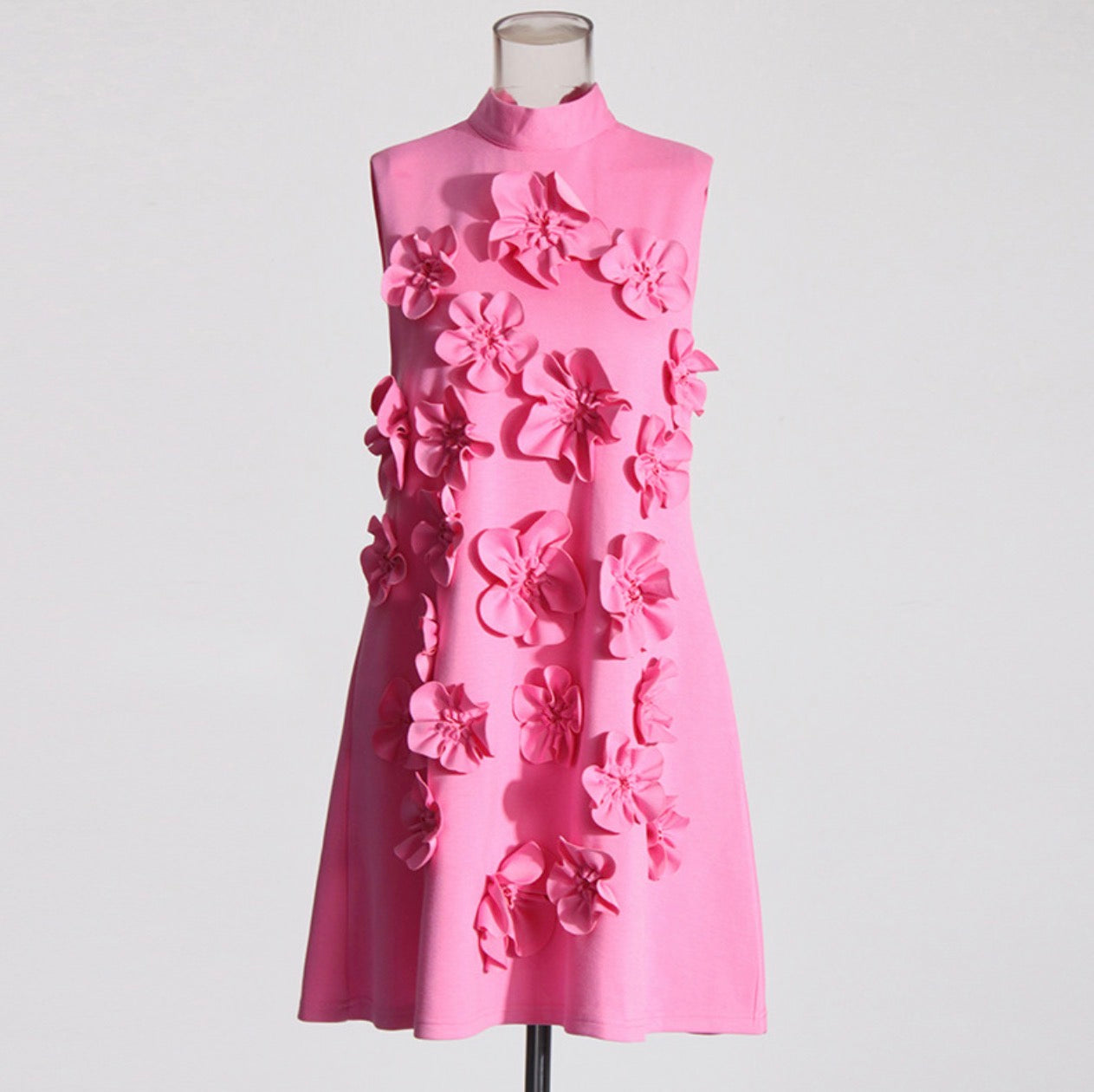 Sleeveless Three-Dimensional Floral Short Skirt